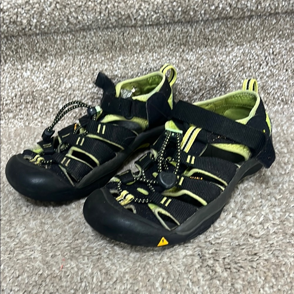 Keen Black and Green Sandals with Protective Toe Bumper